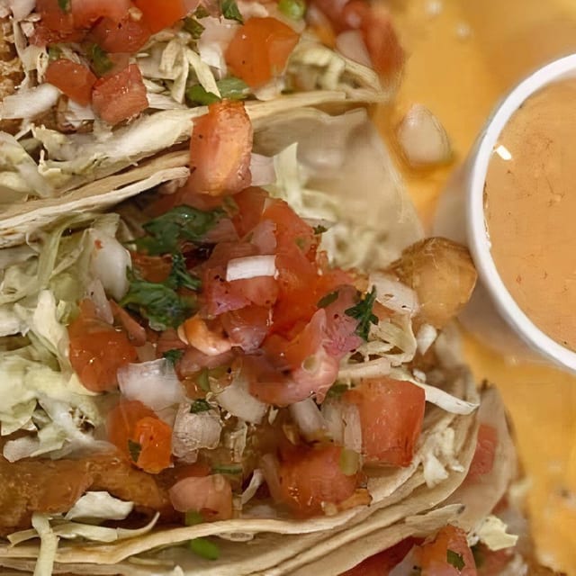 #28 Two Fish or Shrimp Tacos Combo.